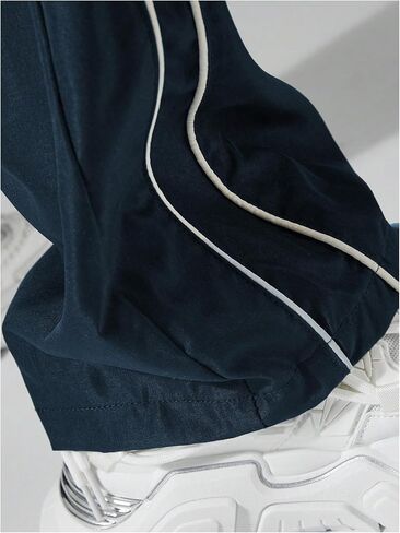 SOLY HUX Men's Parachute Pants Y2k Baggy Sweatpants Wide Leg Drawstring Waist Casual Pants Streetwear in Kuwait