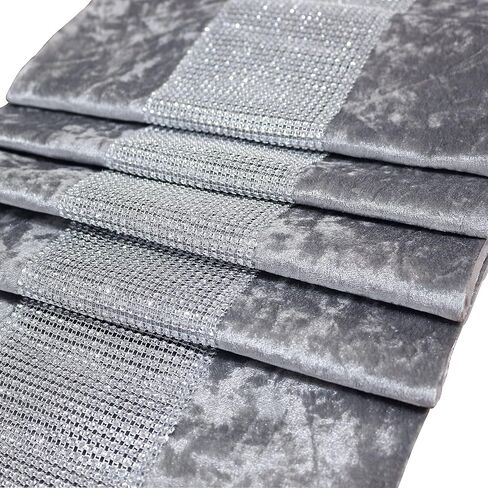 Table Runner with Diamante Strip-Kitchen Table Runner-Rectangular Dining Table Dresser Runner for Home Kitchen Party Wedding Festival Decorations(13x36inch) in Saudi Arabia