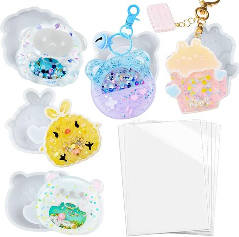 Resin Shaker Molds Set Perfume Bottle, Cola, Mike Tea, Dessert, Popsicle Silicone Trays with 5 Seal Films in Saudi Arabia