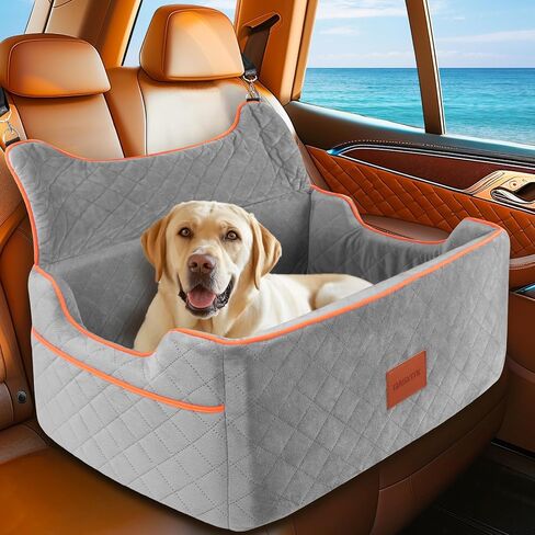 Dog Car Seat for Large or Medium Sized Dog, Detachable Washable Pet Car Seat, Fits Pets Under 55 lbs or 2 Small Dogs, Multi-Functional Dog Booster Seat, Travel Dog Bed for Car in Saudi Arabia