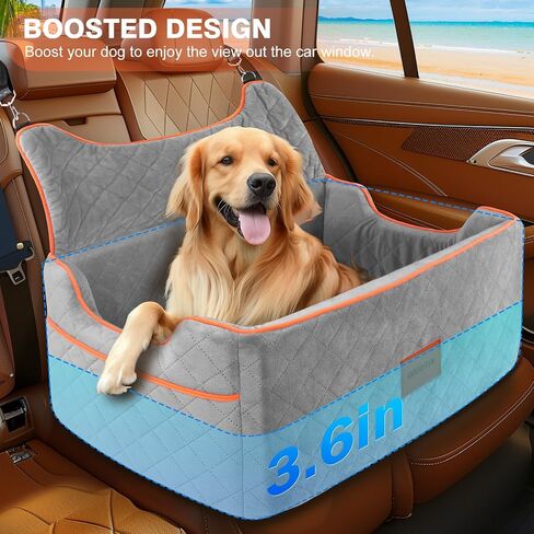 Dog Car Seat for Large or Medium Sized Dog, Detachable Washable Pet Car Seat, Fits Pets Under 55 lbs or 2 Small Dogs, Multi-Functional Dog Booster Seat, Travel Dog Bed for Car in Saudi Arabia