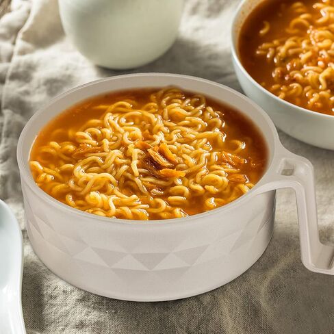 2 Sets Microwave Ramen Cooker Bowl Set 33 oz Quick Ramen Cooker with Handles Ramen Noodle Cooker with Spoon Chopsticks Fork College Dorm Room Apartment Essentials?Black, Beige? in Saudi Arabia