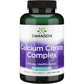 Swanson Calcium Citrate Complex Bone Muscle Nerve Health Blood Pressure Support Mineral Supplement 250 mg Calcium (from Citrate & Carbonate) 100 Capsules