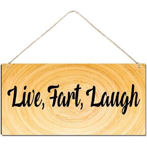 Welcome Sign for Front Door Outside Funny Porch Signs Outdoor Live, Fart, Laugh House Warming Gift Funny Wreaths Decorations Rustic Farmhouse Wall Pediments Art Decor(12 x 6) Inch