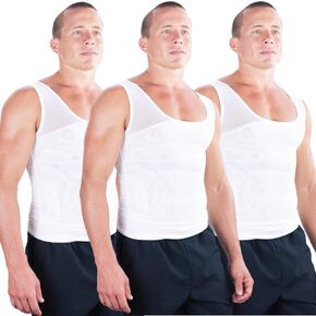 Esteem Apparel 3-Pack Original Men's Compression Shirt to Hide Gynecomastia Moobs Abs Chest Stomach Slimming Shapewear