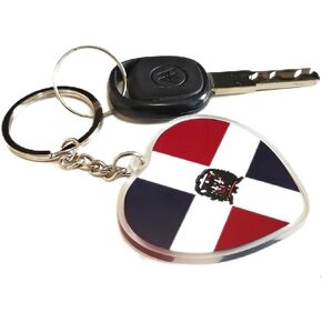 JAVD Dominican Flag Keychain Heart Love Key Ring (2 Pack)