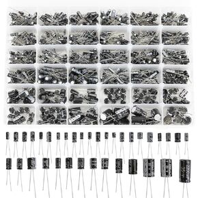 960Pcs 36 Values Aluminum Electrolytic Capacitor Assortment Box Kit Range from 0.1uF to 2200uF 10V 16V 25V 35V 50V Aluminum Capacitors Set