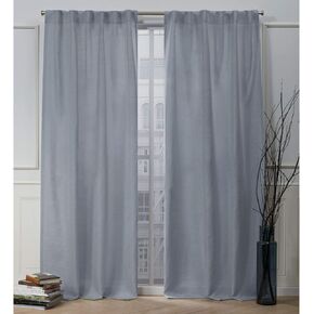 Nicole Miller Faux Linen Slub Hidden Tab Top Curtain Panel, Chambray Blue, 54x84, 2 Piece