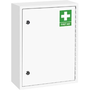 Locking Medicine Cabinet, Wall Mount First Aid Medicine Cabinet, Lockable Wall Cabinet with Dual Lock for Home, Office