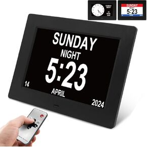 Digital Calendar Alarm Day Clock for Senior, Dementia Clock with IPS HD Screen, Remote Control, Adjustable Brightness, Multiple Alarm Options, Alarm Clock Ideal for Alzheimers & Memory Loss, Best Gift