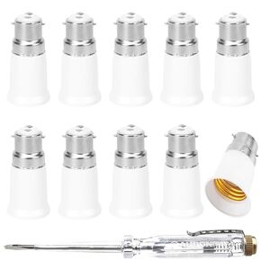 10 Pcs B22 to E27 Adapter Lamp Socket Converter Light Bulb Universal Base Converter Extension Socket Holder Bayonet to Screw Converter Holder with Pen Electric Tester