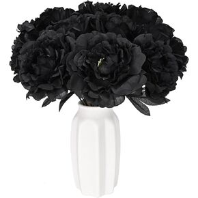 Dolicer Dahlia Artificial Flowers Burgundy Flowers 10 Pack Wine Red Dahlias Flowers Faux Dahlia Stems Long Stem Silk Flowers Artificial Silk Dahlia Bouquet for Wedding Home Halloween Table Vase Decor