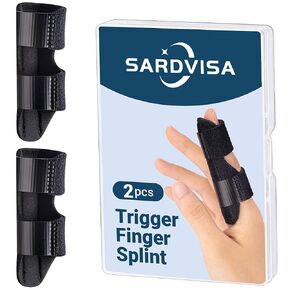 Trigger Finger Splint, 2 Pcs Double Strap Knuckle Immobilization Support Brace Fits for Middle, Index and Ring Finger Pain, Finger Straightener for Arthritis, Mallet, Injury and Sprain