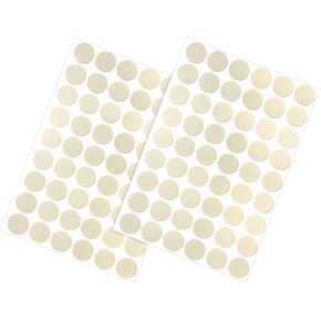 Screw Hole Cover Stickers (21mm Dia) 162Pcs in 3 Sheet, PVC Shelf Peg Sealing Caps Waterproof - for Cupboard Wardrobe Furniture, Beige with Lines