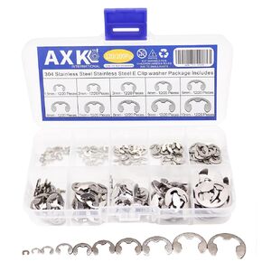 120/200 PCS/Box 304 Stainless Steel Stainless Steel E Clip Washer Assortment Kit Circlip retaining Ring for Shaft Fastener M1.5~M10 (120)