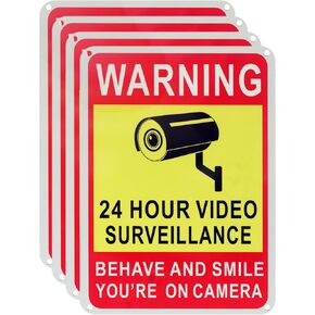Eye-catching Creative Video Surveillance Sign- 10x7 Inches Rust Free Aluminum - UV Protected Waterproof Weatherproof Reflective Durable (4)