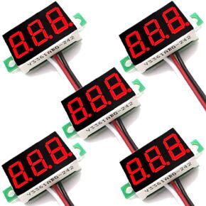 (5 Pack) JacobsParts DC 0-30V 3-Wire Voltmeter 3-Digit LED Display Panel Volt Meter Digital Voltage Tester (Red)