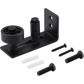 HOME MASTER HARDWARE Sliding Barn Door Floor Guide,Use for Door Frame Bottom Adjustable Rollers,Wall Mounted Flush Flat Bottom Design,Smoothly and Quietly,2 Pack Black with Screw