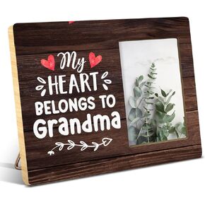 NGAEAK Grandma Gifts From Grandson Granddaughter, Grandma Wood Picture Frame with Quotes, Birthady Christmas Mother's Day Gifts for Nana Grandmother Grandma, Display Photo 4 x 6 Inch