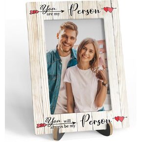Couple Picture Frame - You Are My Person - Wooden Tabletop Photo Frame With Stand, Anniversary Marriage Wedding Gifts For Wife Husband Him Her, Valentines Gifts For Couple (Vertical) -A31
