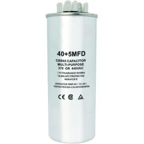 CBB65 Dual Run Circular Start Capacitor, 55+5 uF 55/5 MFD ±5% 370V/440VAC Combination Capacitor for Compressor AC Motor Run Fan Start Condenser Straight Cool/Heat in Kuwait