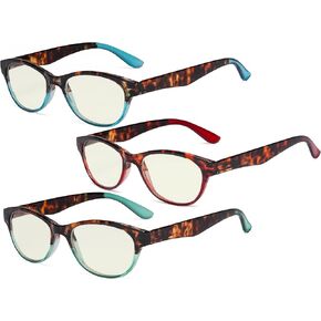 Eyekepper 4 Pack Oversized Reading Glasses Blue Light Blocking Computer Eyeglasses +1.00