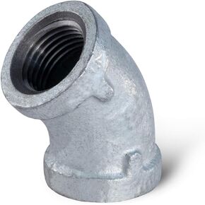 HNGG0100 1" 45 Degree Galvanized Malleable Iron Elbow for High Pressures, 1"
