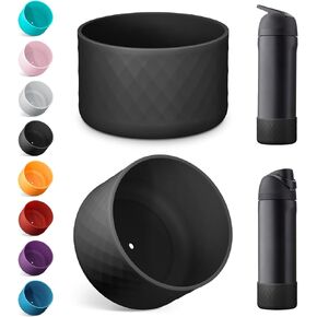 2PCS Silicone Water Bottle Boot for Owala 24oz, Protective Bottom Bumper Anti-Slip Sleeve for FreeSip, Twist, and Flip Stainless Steel Bottles, Dishwasher Safe and BPA Free(Dark Purple)