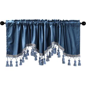 Orange Valance for Windows 2Pcs Short Curtains Tassel Scalloped Drapes Rod Pocket Decorative Window Treatment Valances for Kitchen Cafe Closet 18x59 inch