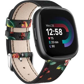 Vancle Bands Compatible with Fitbit Versa 4 Bands/Fitbit Sense 2 Bands/Fitbit Versa 3 Bands/Fitbit Sense Watch Bands for Women Men, Classic Genuine Leather Wristband Straps