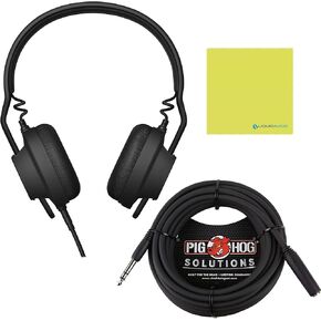 Liquid Audio Aiaiai TMA-2 DJ Professional Modular DJ Headphone Bundle with Aiaiai C18 Coiled Neon Yellow Cable Polishing Cloth (Neon)