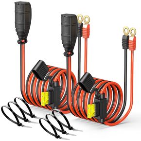 2 Pack M10 18inch Wires Harness Compatible with NOCO GC008 X-Connect, Genius Smart Battery Chargers Extension Eyelet Terminal Accessory
