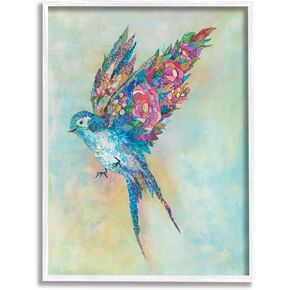 Stupell Industries Botanical Swallow Floral Blossom Wings Bird Painting Framed Wall Art, Design By Lisa Morales
