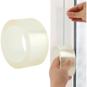 Transparent Window Weather Sealing Tape, 2 Inch x 33 FT Winter Window Seal Kit, Window Insulation Caulk Tape for Doors Windows and Shower Glass Gaps, Window Weather Stripping Tape