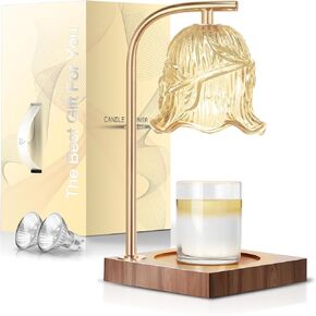 Candle Warmer Lamp, Candle Lamp with 2 Bulb, Timer & Dimmer Feature, Compatible Most Size of Jar Candle, Candle Top Melting, Rose-Relievo Glass Candle Heater for Scented Wax, Elegant Home Decor, Clear