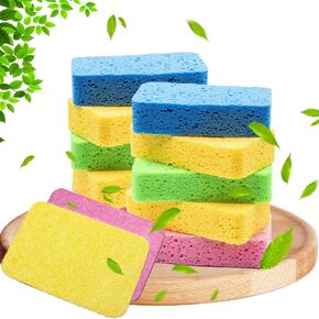 12Pack Large Cellulose Sponges, Compressed Cellulose Kitchen Sponges, Dish Washing Sponge, Household Cleaning Sponges, Durable Kitchen Sponges, Natural Wood Sponges for Dishes, Bathroom