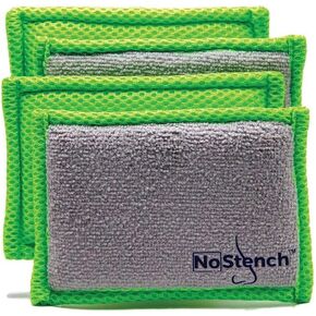 Reusable Sponges for Dishes, Odor Resistant Dishwashing Sponge, Non-Scratch Microfiber Mesh and Terry Cloth Sponges, Durable Dishwashing Sponges, Cleaning Sponges for Household Use 4 Pack