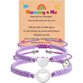 Back to School Mommy and Me Bracelet Matching Heart/Dinosaur Bracelet Set for 2,First Day of Kindergarten/School Gifts for Mother Daughter Son