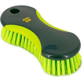Pine-Sol Heavy Duty Scrub Brush – Multipurpose Cleaning Tool for Floors, Tubs, Sinks | Soft Comfort Grip with Flexible Stiff Bristles, Yellow, Green