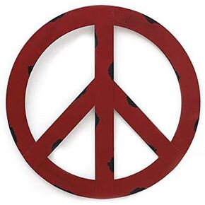 Veclotch Patriotic American Flag Metal Peace Sign, Decorative Hanging Sign Wall Decor Star&Stripes Art for Home Door Indoor Outdoor Fourth of July Decoration (12 inch, Red White Blue)