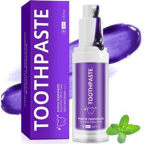 Purple Toothpaste for Teeth Whitening, Instant Brightening Teeth Whitening Color Corrector, Gentle on Enamel White Brilliance Teeth Whitening Kit, Tooth Whitening Booster for Tooth Stain Removal, 30ml