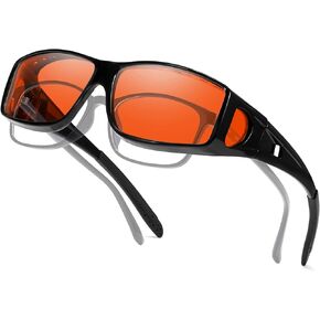 TJUTR Blue Light Blocking Fit Over Glasses for Women Men, Computer Gaming Glasses Anti Eyestrain, Sleep Better TB0311