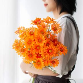 15 Bundles Artificial Flowers Artificial Small Daisy Flowers Bouquet UV Resistant Outdoor Fake Wildflowers with Stems Greenery Shrubs Plants Arrangements for Home Garden Wedding Decoration (Yellow )