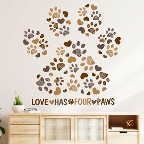 Mfault Stay Pawsitive Cartoon Dog Wall Decals Stickers, Pet Balloon Flowers Nursery Decorations Kids Bedroom Art, Neutral Toddlers Room Playroom Decor Pet Lovers Gifts