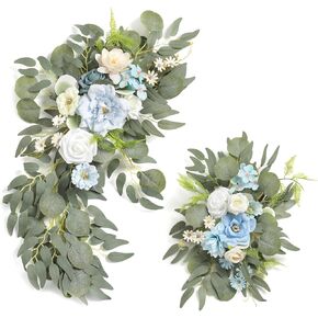 Yellow Pink Faux Flower Swag Set of 2 for Wedding Welcome Signs Floral and Wedding Arch Flowers Swags Decorations