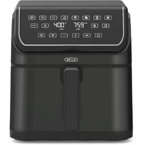 BELLA 8 Qt Digital Air Fryer with TurboCrisp Technology, Large Family Size Nonstick Cooking Basket and Crisping Tray, Multiple Preset Functions, Auto Shutoff, Stainless Steel, 1750 Watt