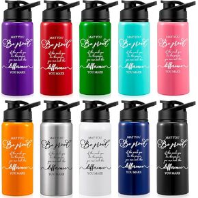 Roshtia 10 Pcs Graduation Thank You Gifts May You Be Proud of Aluminum Water Bottles with Lids Reusable Lightweight Sports Water Flask for Teacher Friend Coworker Employee Appreciation Gift(25 oz)