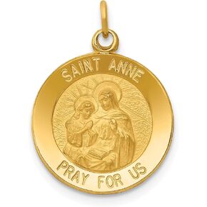 14k Yellow Gold Saint Anne Medal Necklace Charm Pendant Religious Patron St Fine Jewelry For Women Gifts For Her