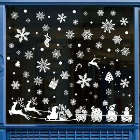267 PCS Christmas Window Clings Snowflake Window Clings Stickers White Snowflake Clings for Glass Windows