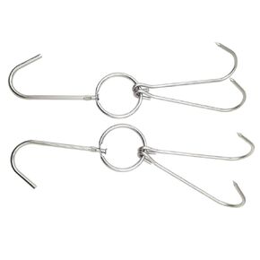 Alele 8PCS 11-inch Double Meat Hooks, Stainless Steel Meat Hook Roast Duck Bacon Shop Hook BBQ Grill Hanger Cooking Tools Accessories for Peking Duck